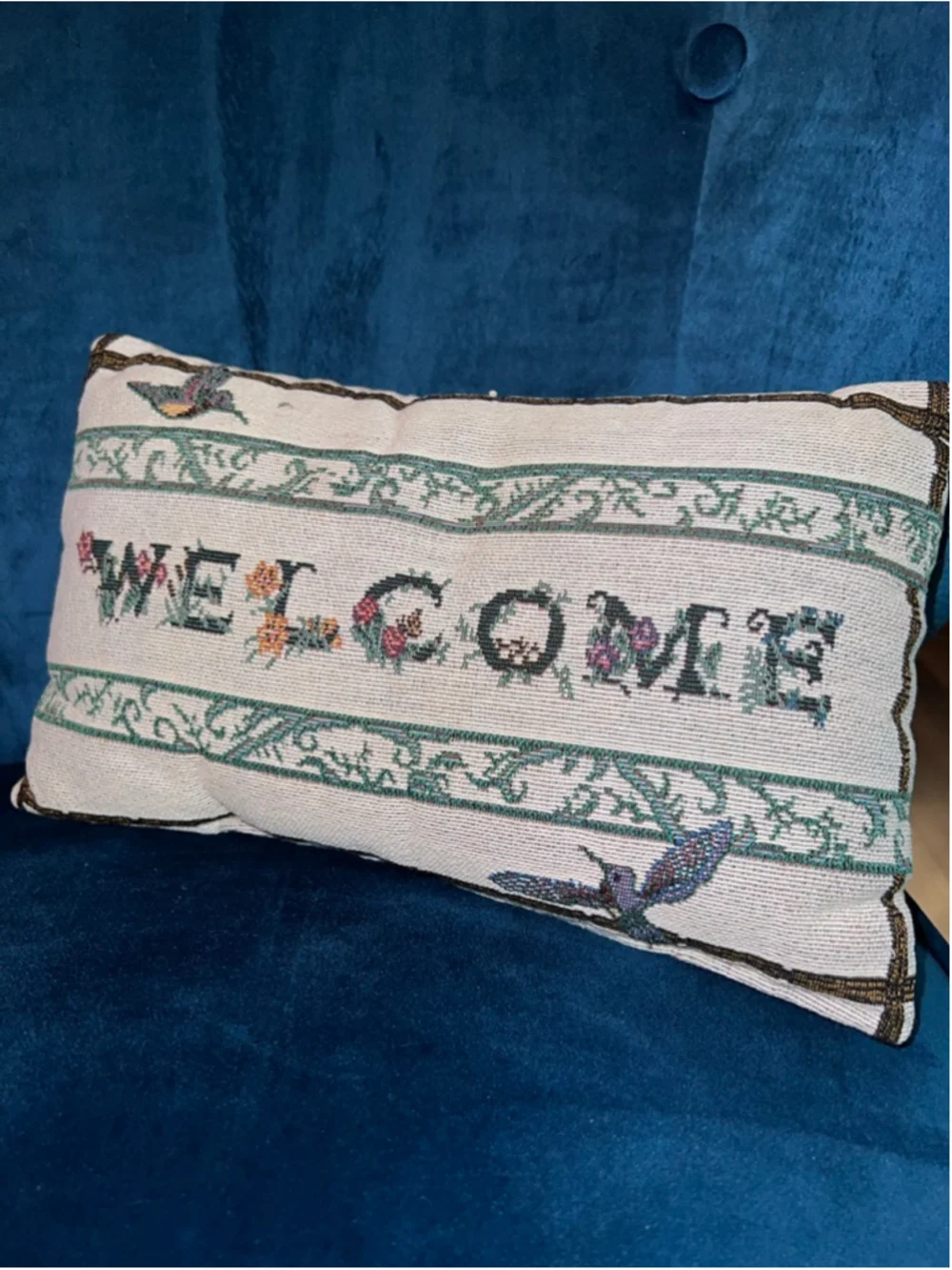 VTG Welcome Accent Pillow One Size Beige Green